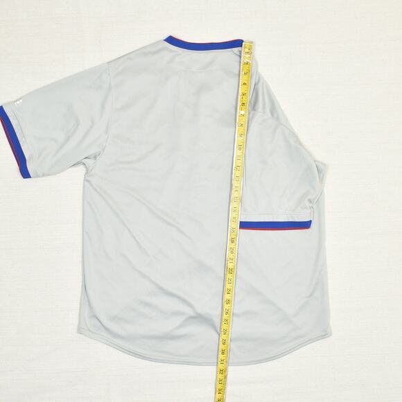 True Fan MLB Men Snap Button Polyester Gray Size XL Texas Rangers Jersey - Picture 6 of 8